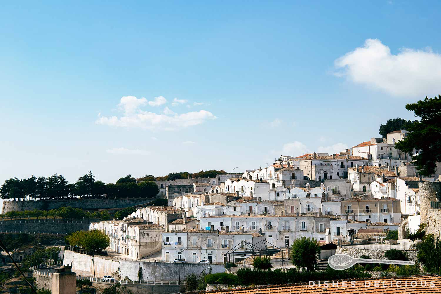 Die weißgetünchten Altstadthäuser von Monte Sant'Angelo.