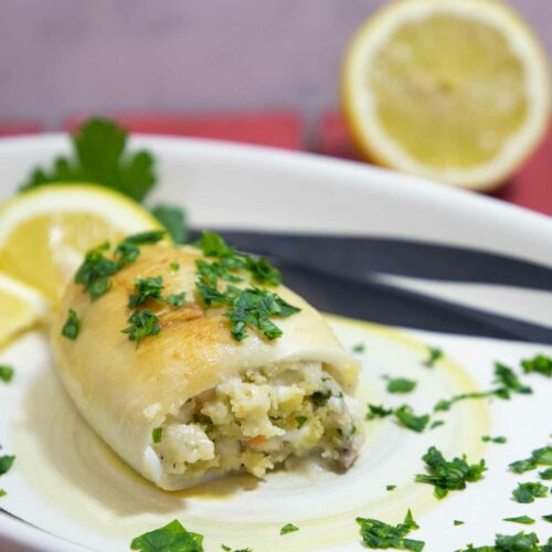 Gefüllte Tintenfische mit Garnelen und Muscheln | Dishes Delicious